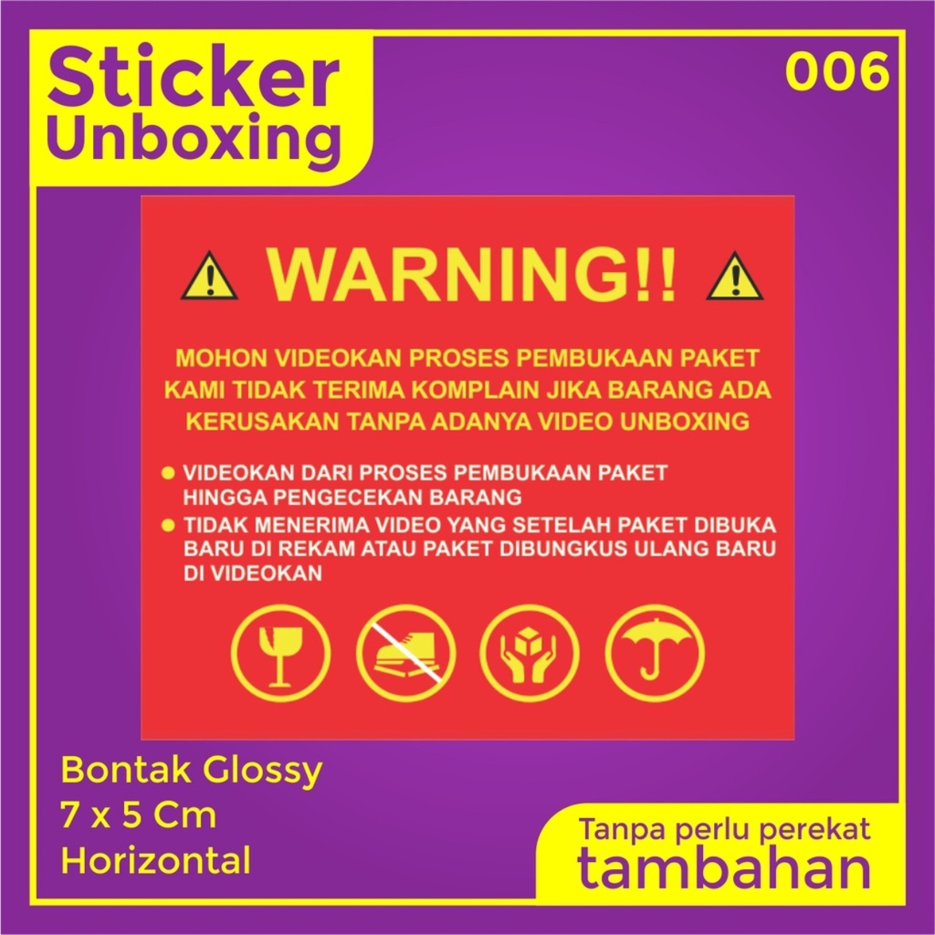 Stiker Video Unboxing / Stiker Unboxing / Sticker Fragile / Stiker Label Pengiriman-006