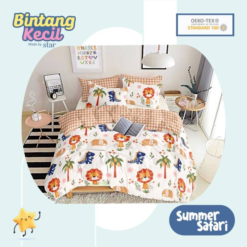 SPREI HOMEMADE MOTIF ANAK SUMMER SAFARI HEWAN LION GAJAH JURASSIC DINO WARNA ORIGINAL MURAH