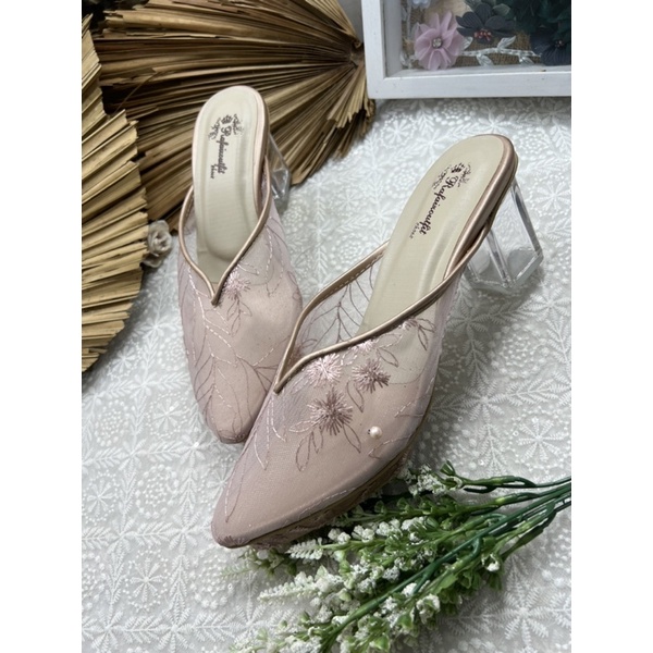 sepatu wanita Rafaizoutfit v kelly rosegold tinggi 7cm kaca