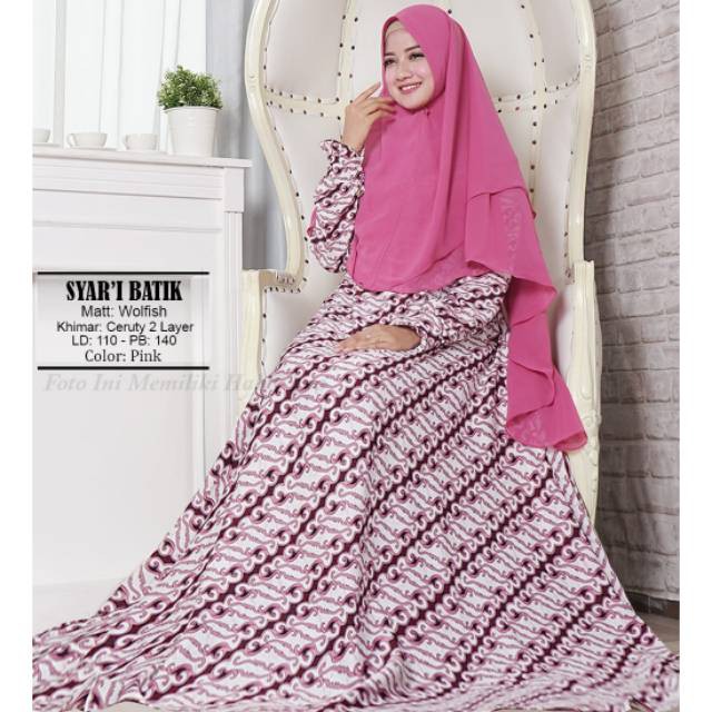Syari batik pink gamis syari