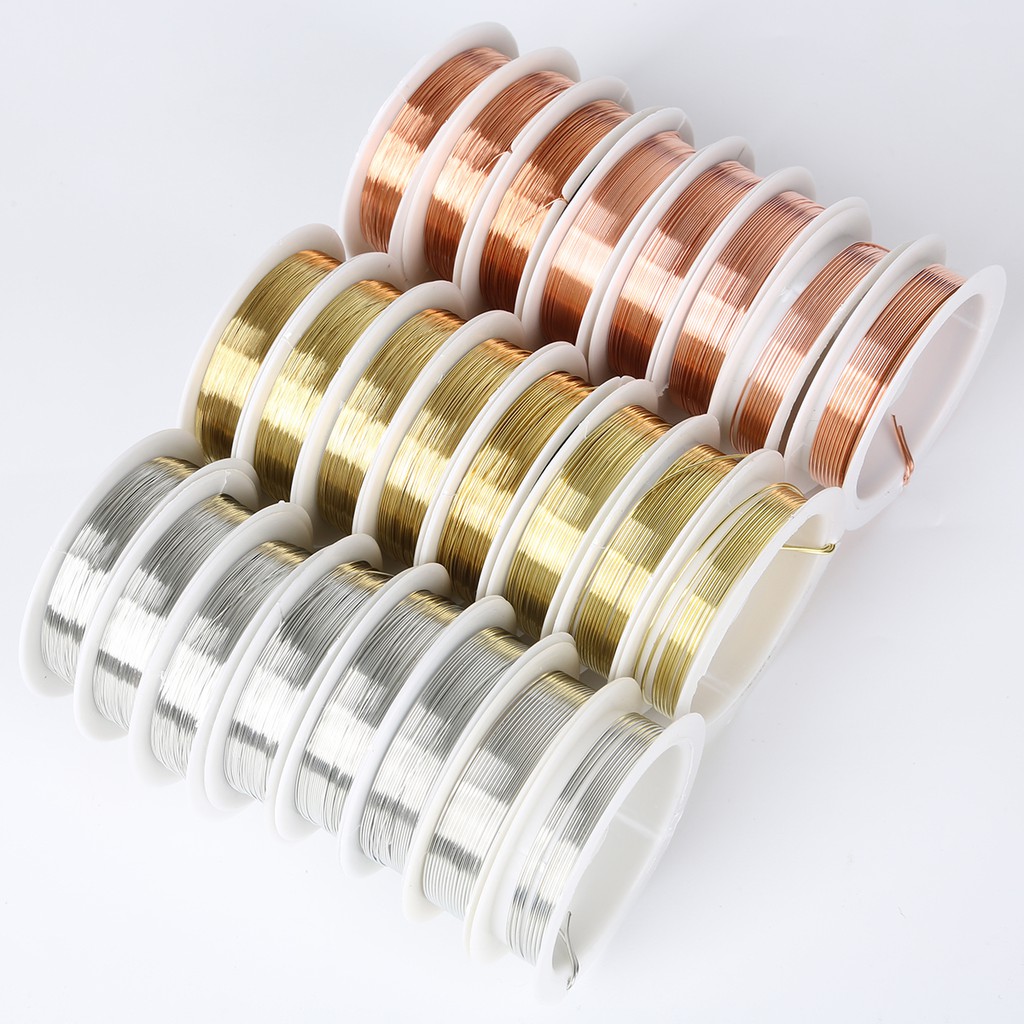 Kawat Tembaga Lapis Emas Ukuran 0.3/0.4/0.5/0.6/0.8mm 2.5/4.5/6.5/8/15m Untuk Membuat Perhiasan Diy