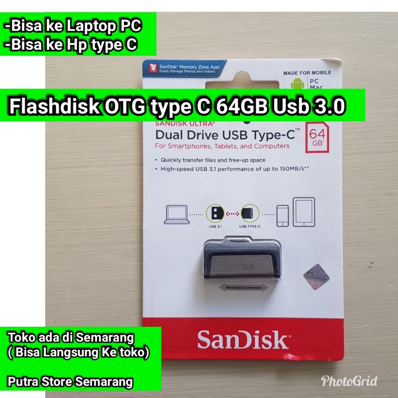 Flashdisk OTG type C 64gb Sandisk Original Flashdisk bisa ke Hp dan Laptop Flashdisk Bolak Balik