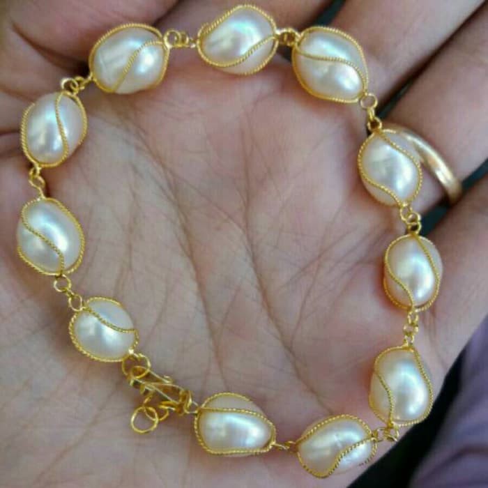 Gelang / Mutiara Air Tawar / Mutiara Lombok / Perak Lapis Emas