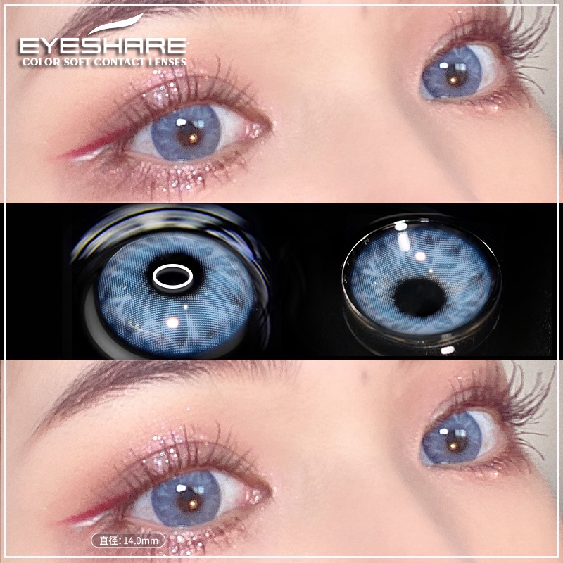 [✅COD] GEM PINK Sepasang Softlens / Kontak Lensa berwarna soflen ukuran 14.0mm-14.5mm kecil softlens mata korea normal minus (0.00) GEM BRILLIANT BLUE /harian color /Koleksi Lensa Kontak Alami