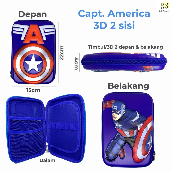 

Terlaris Tempat Kotak pensil hardcase smiggle anak laki karakter timbul 3D - Cpt Amrca 2sisi