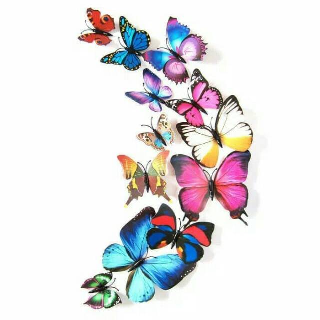 Wall Sticker Butterfly - Stiker Kupu Tempel Dinding Motif 3D Hiasan Furniture