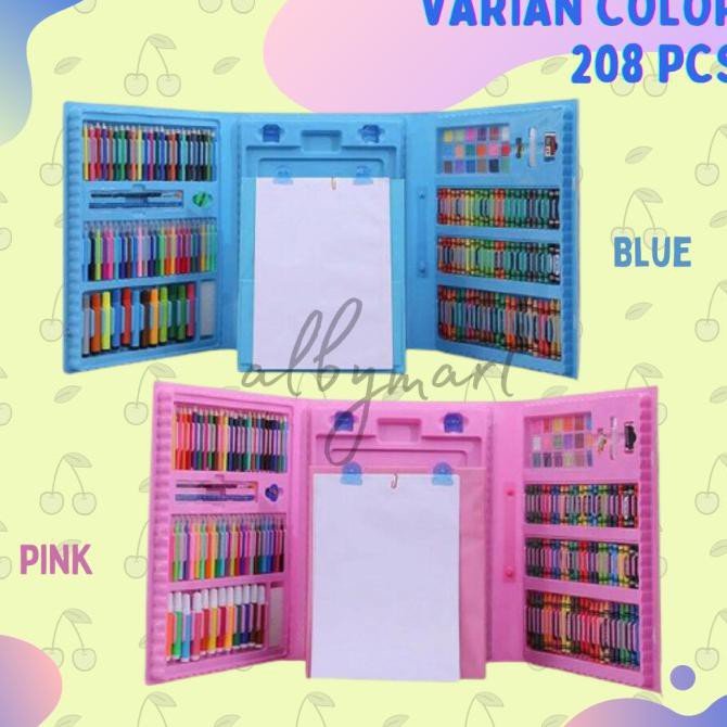 

Terbaru Crayon Anak Set Isi 208 Pcs Pensil Warna Alat Lukis Set Crayon Set - Biru