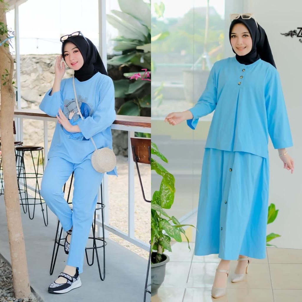 ONE SET ROK SERUT NAGITA VIRAL DAN SETCEL BALENCIA TOPI PREMIUM/ SET CELANA DAN ROK POLOS