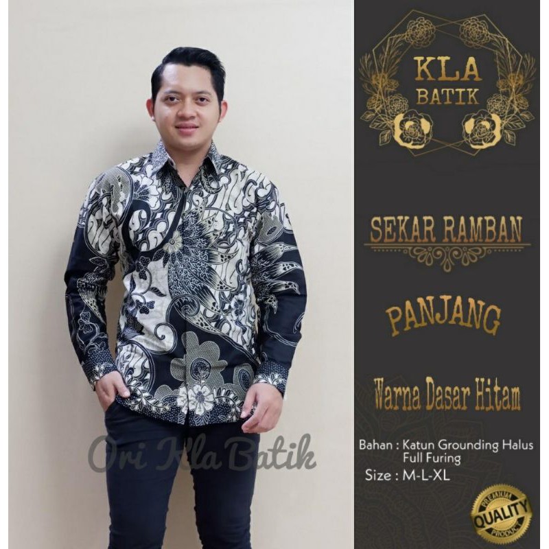 TERBARU! Kemeja Batik Lengan Panjang SEKAR RAMBAN PANJANG Batik Pria Lapis Furing Batik Panjang