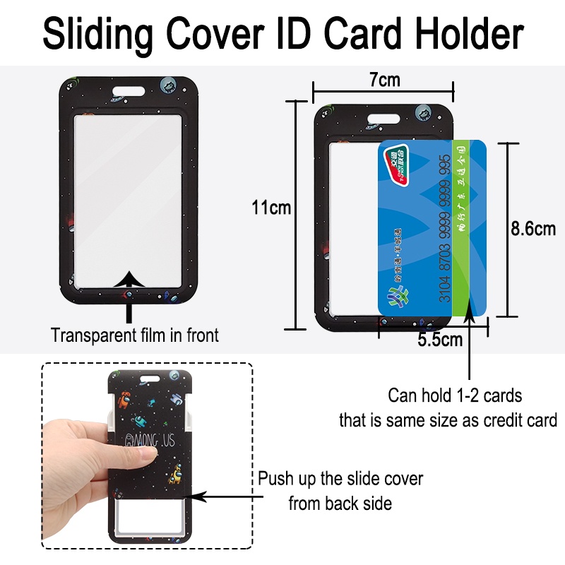 Amongus 3D Gantungan Kunci ID Card Holder Dengan Lanyard Leher 3in1 Handphone Anti Hilang Tali Pelepas Cepat Lucu Gaming Kartun Kantor Staff Card Protector Key Ring