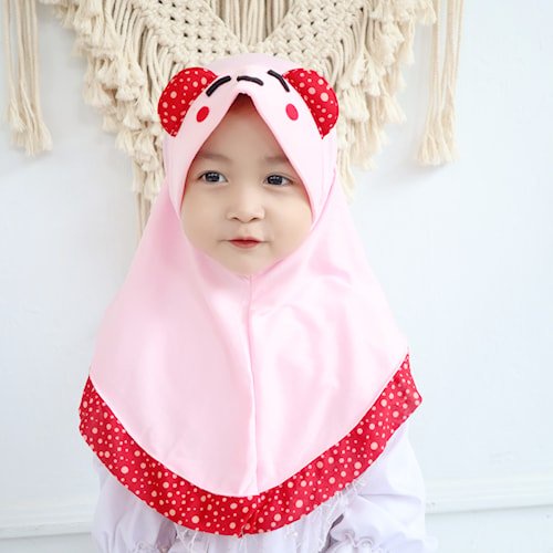 Hijab Krudung Jilbab Anak Kecil Balita 0-3 Tahun Mikky Karakter Polka - Kerudung Anak Perempuan