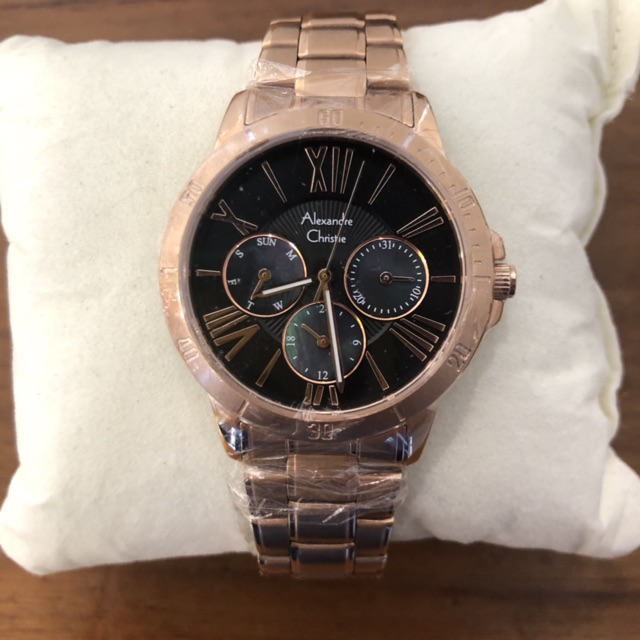 JAM TANGAN ALEXANDER CRISTIE WANITA AC 2650 BLACK GOLD ORIGINAL