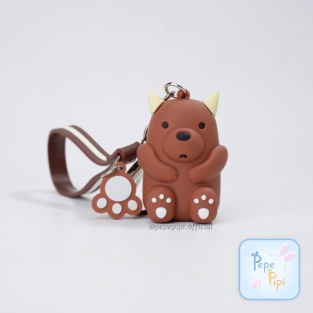 Gantungan Kunci Devil WBB We Bare Bear Keychain Karet Silikon Ganci Tas Beruang Panda Grizzly Ice