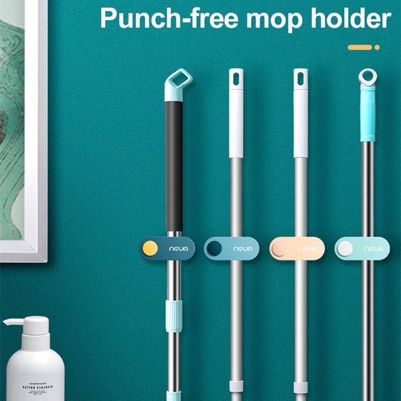[Non-marking Mop Shelf Broom Card Holder] [Non-perforated Wall-mounted Strong Weight-bearing Mop Clip Hook] [Kitchen Bathroom Storage Shelf, Organizer]