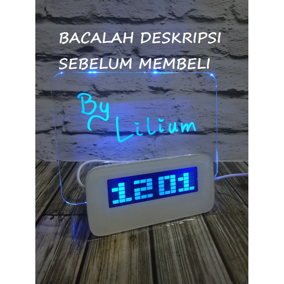 Jam digital weker ( CACAT PABRIK )- clock led digital memo board + spidol