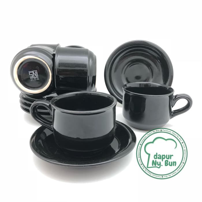 

6 Pasang Cangkir Set Cangkir + Saucer Nikura Hitam Cangkir Teh
