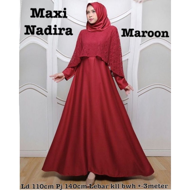 Gamis pesta jumbo brokat cape import muslim wanita mewah cantik panjang elegan