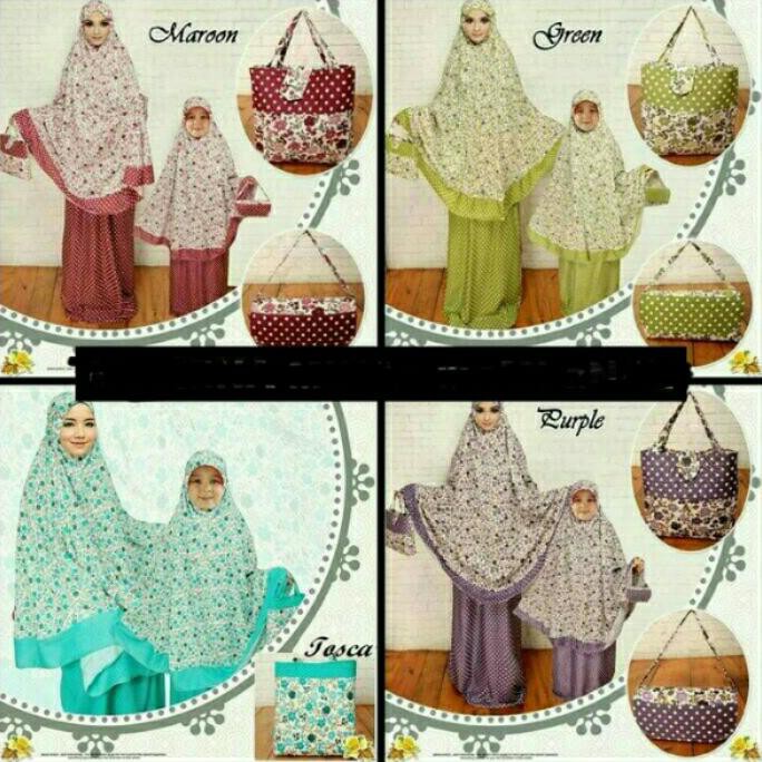 PRODUK TERBARU COUPLE MUKENA PINK /CP MUKENAH IBU ANAK MERAH/CP MUKENA MK TOSCA KEKINIAN MURAH