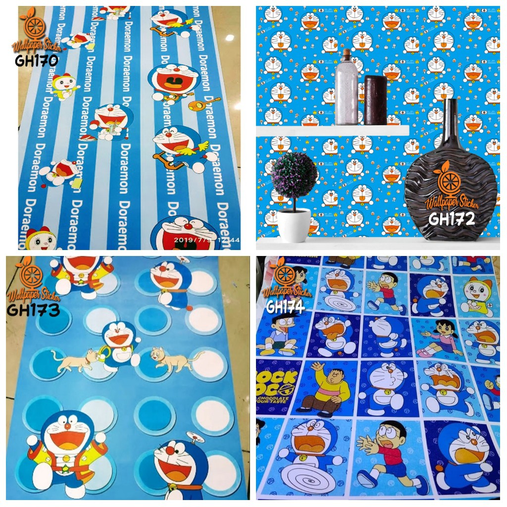 Wallpaper Dinding / Stiker Dinding Kamar Tidur Murah Motif Doraemon 45cm X 9m Wallpaper Aesthetic Wallpaper 3d Non transparan