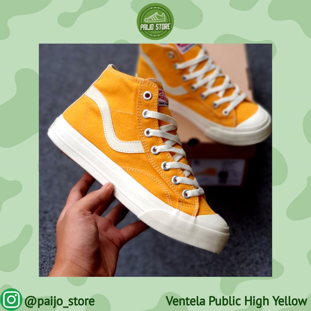 Sepatu Sneakers VENTELA PUBLIC HC High Cut DARK YELLOW Kuning Putih Pria