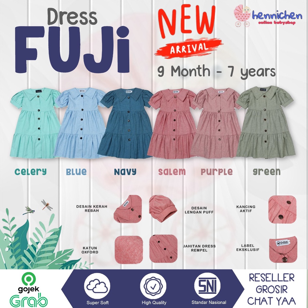 Dress FUJI Dress anak perempuan dress bayi dress anak 1-7 Tahun