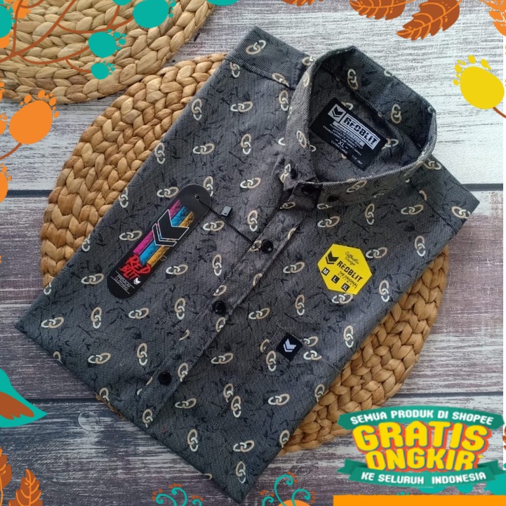 Hitam putih biru merah panjang besar jumbo big size / Baju Kemeja Pria Cowok Distro Lengan Pendek Mo