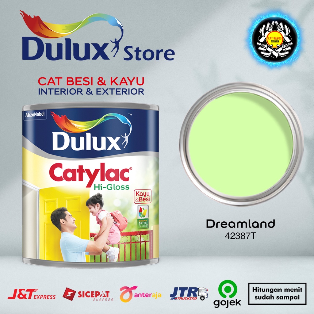 CAT MINYAK CAT KAYU DAN BESI DULUX CATYLAC HI-GLOSS 1 KG WARNA DREAMLAND 42387T HIJAU MUDA PASTEL HI