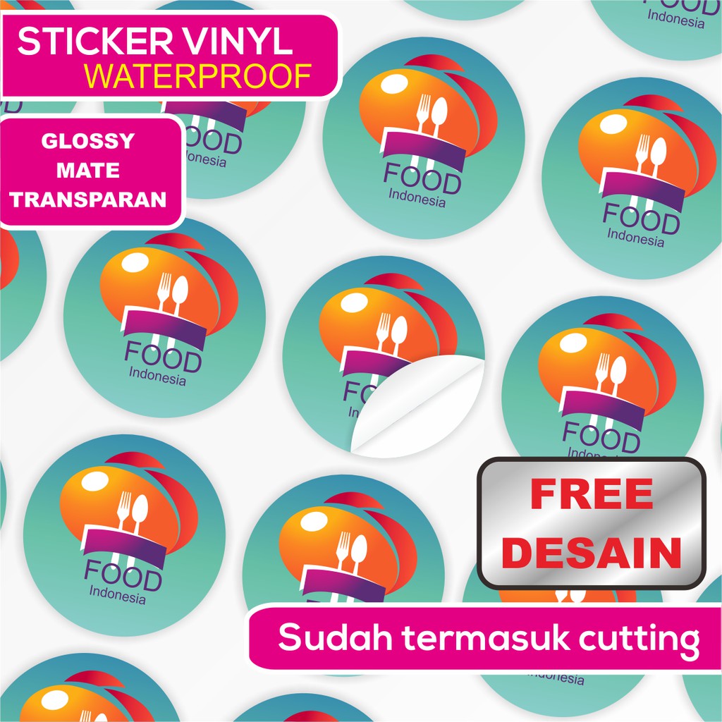 

Cetak Stiker vinyl / kemasan waterproof / sudah cutting