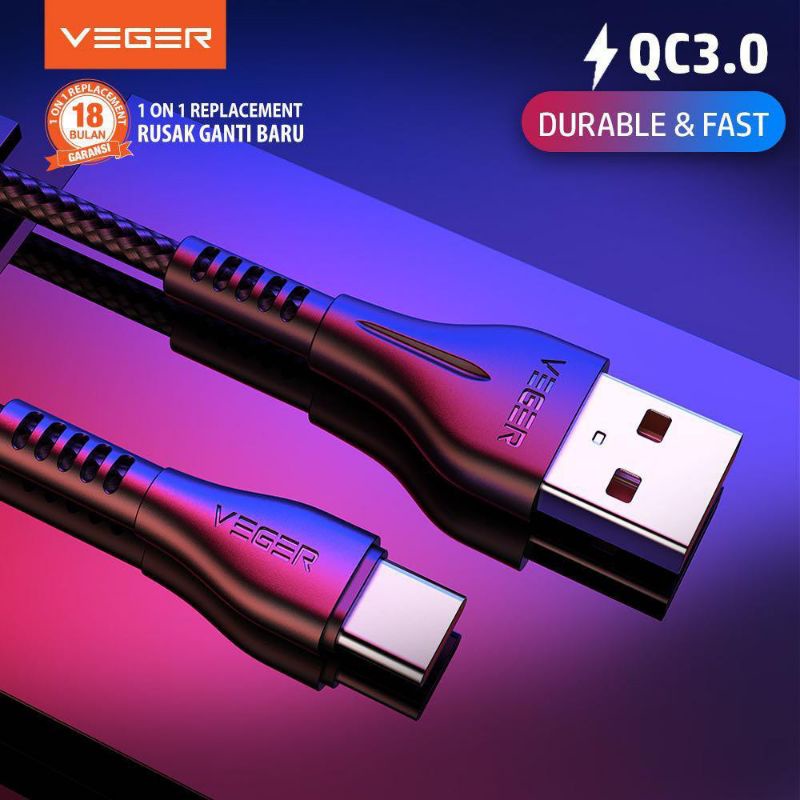 Kabel Data Veger Original Super Fast Charging TYPE C/MICRO Compatible all smartphone