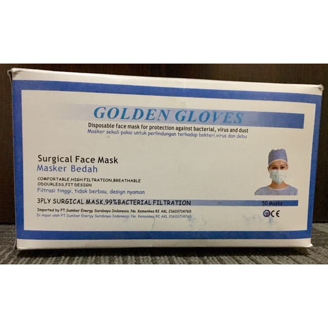 Jual Masker Debu/Dokter/Tali Pengikat/Masker Mulut/Hijau/Golden Gloves Murah