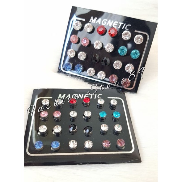 Ready Anting Magnet Permata Set permata putih set anting magnet permata warna