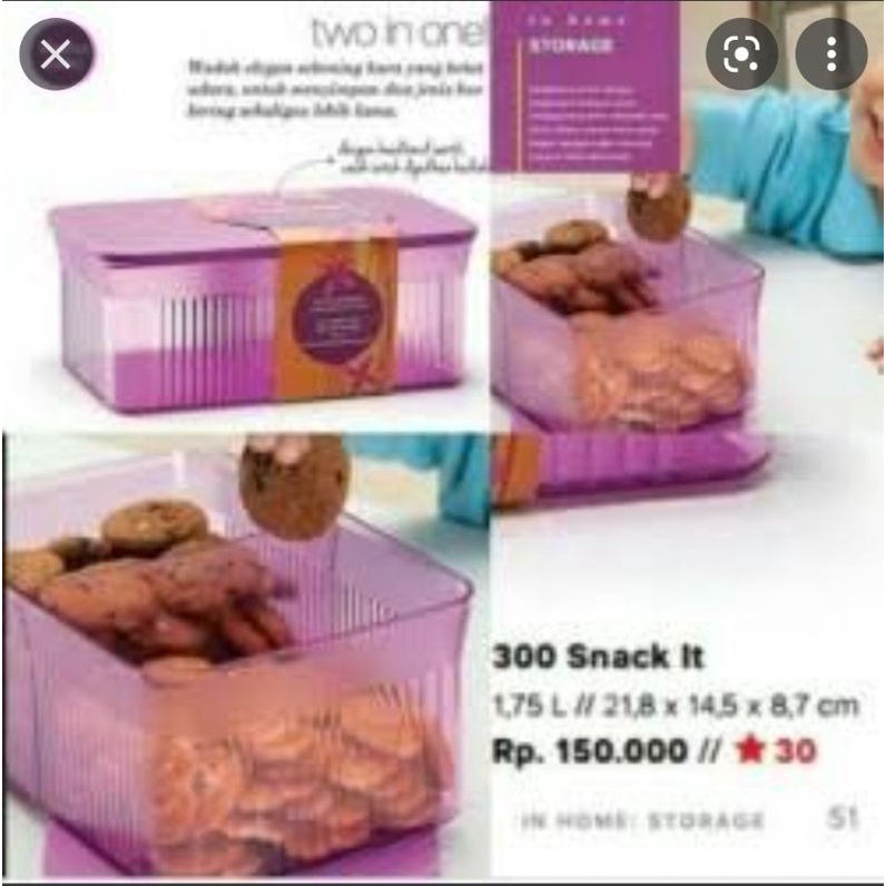 Tupperware snack it - wadah biskuit - tempat cemilan
