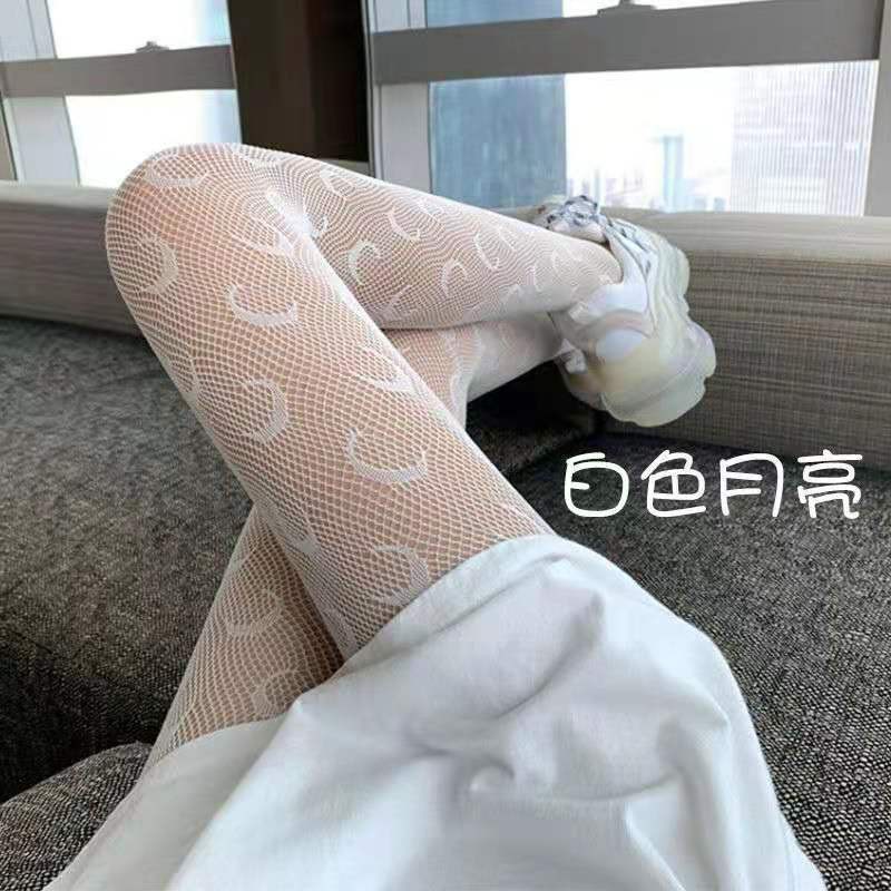 PH-47 pantyhose stocking celana motif moon bulan sabit panty hose lolita legging tattoo tato