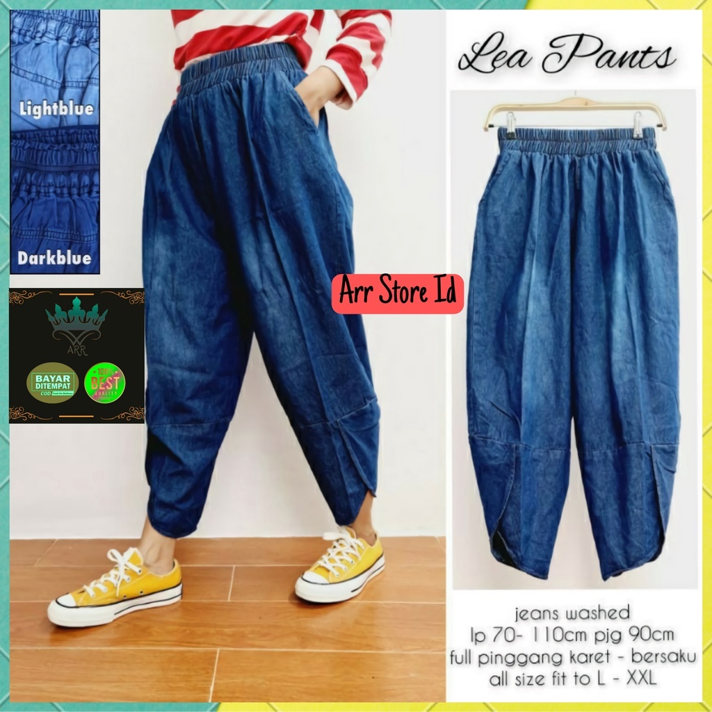 Celana Baggy Bagy Pants Jeans Aladin Wanita Jumbo Kekinian Premium Pinggang Karet Lp 70-110 P 90 Lea Kyoto Pants