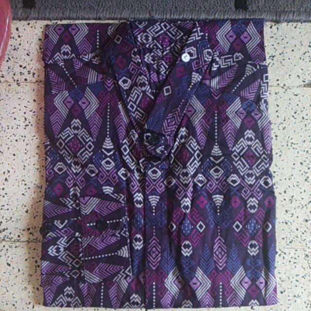 Kemeja Batik Songket/kemeja Batik Songket Ungu/kemeja R2rshop R3700