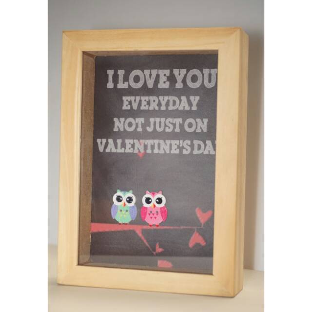 

Kado valentines anniversary owl love frame gift souvenirs dekorasi kado