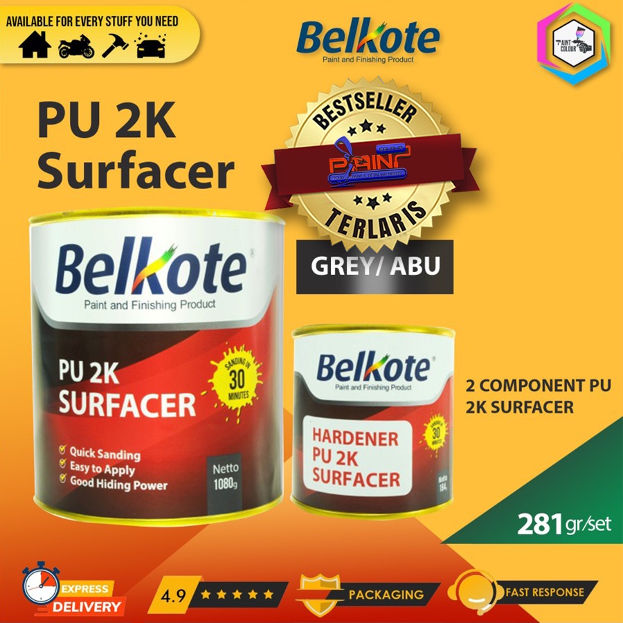 Belkote Epoxy PU 2K Surfacer  GREY Cat Dasar Epoksi 1/4