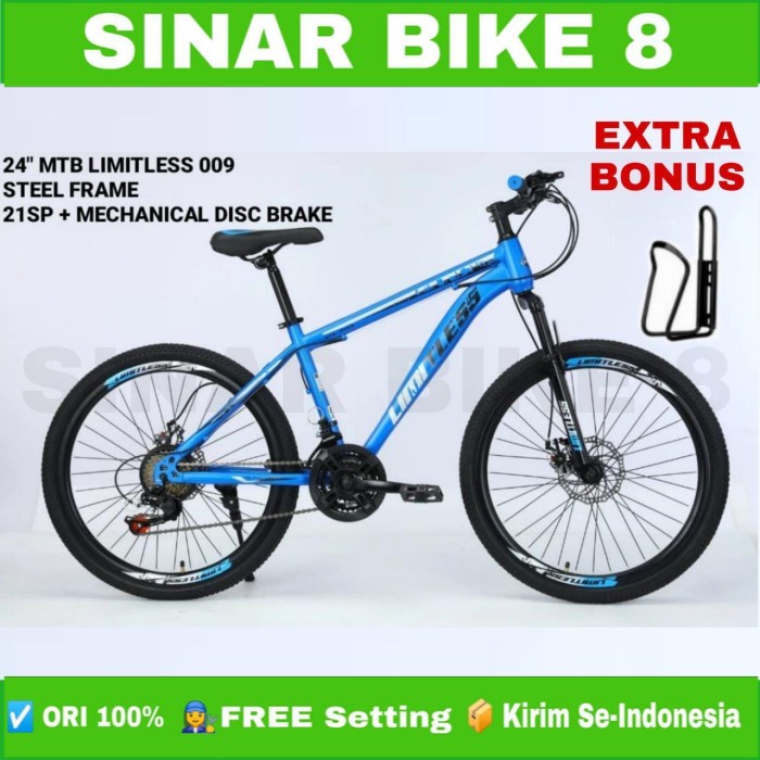 Sepeda Gunung MTB LIMITLESS 009 Ukuran 24 Inch 3x7 Speed Rem Cakram