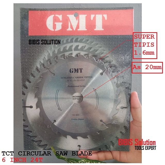 GMT Mata Serkel Circular Saw Blade TCT 6 Inch 24T 160mm As 20mm Mata Mesin Gergaji Sirkel Gerinda