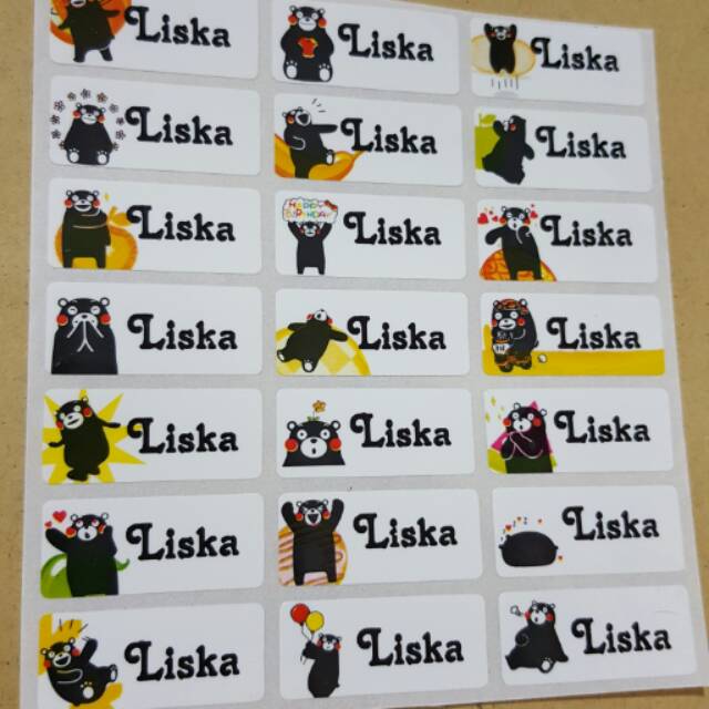 

label nama waterproof KUMAMON