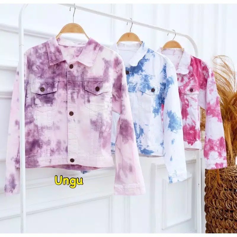 CROPTY JAKET JEANS TIEDYE WANITA // TIEDYE JAKET JEANS // JAKET JEANS WANITA TIE DYE .-3