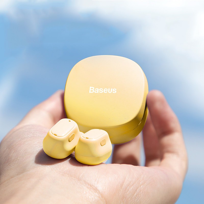 BASEUS TRUE WIRELESS BLUETOOTH EARPHONE MINI EARBUDS TWS WM01-Kuning