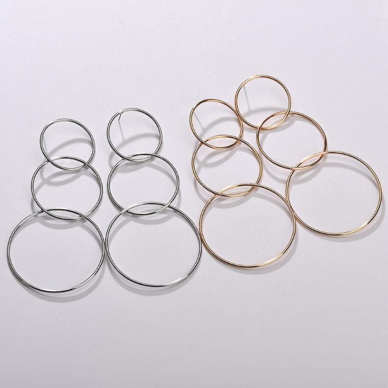 Siy Anting Tusuk Gantung Statement Desain Lingkaran Besar Gaya Sexy Oversize Untuk Wanita