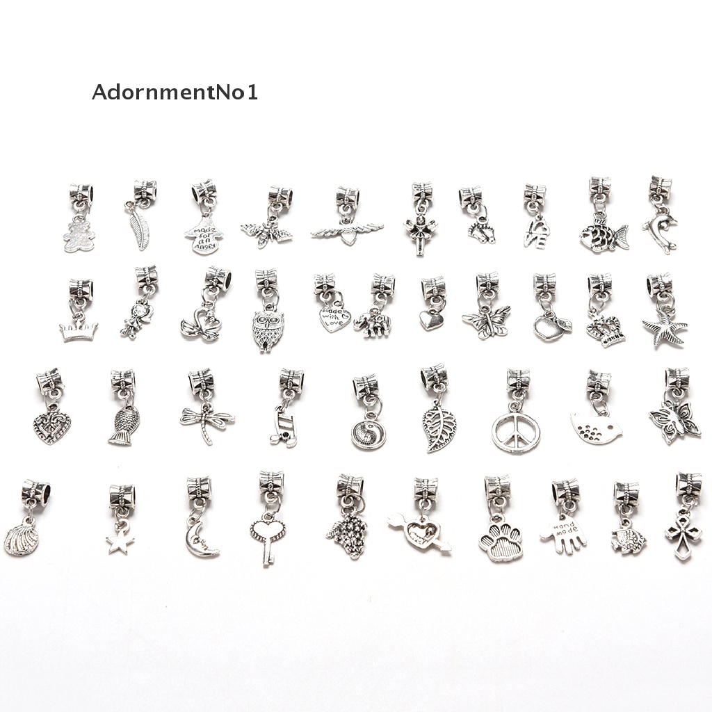 (AdornmentNo1) 40pcs / Lot Manik-Manik Tibet Warna Silver Gaya Eropa Untuk Gelang Rantai