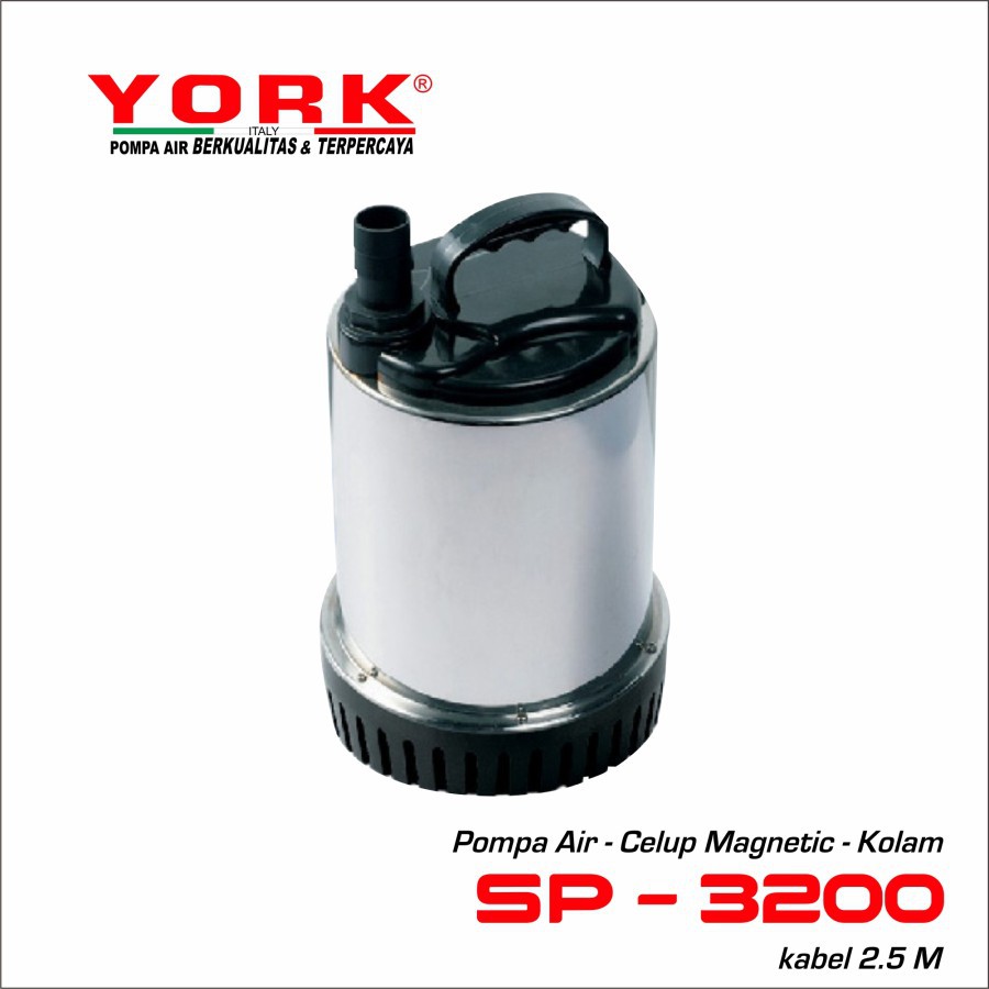YORK SP 3200 Pompa Celup Magnet Stainless Steel 80 Watt 24 Jam Non Stop