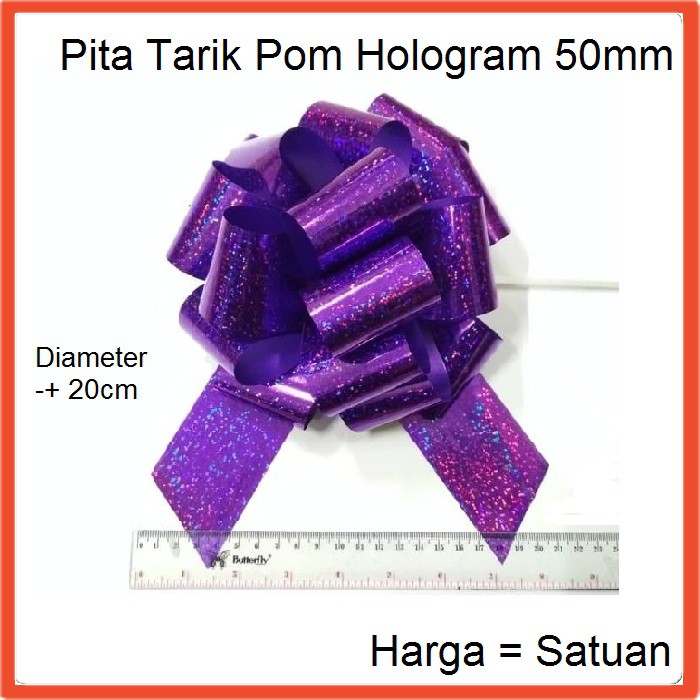 

Pita Tarik Pom Besar 50mm Hologram Kerlip Satuan untuk Dekorasi Parcel