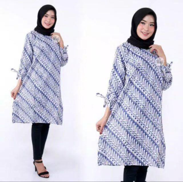 Grosir Terlaris Serut Genes Jelita Tunic Navbor Yelbor Whitbor Creambor Tunik Batik Modern Hrb030