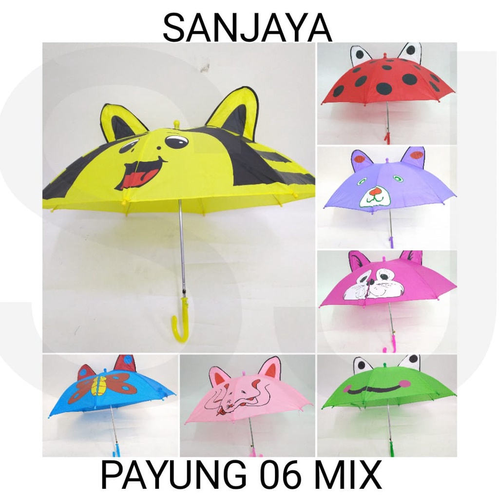 PAYUNG HUJAN / PAYUNG MINI KUPING TELINGA / PAYUNG KARAKTER WARNA WARNI / PAYUNG ANAK 06 CPR