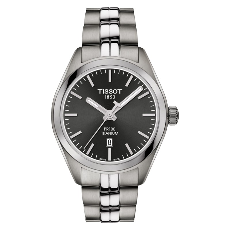 Jam Tangan Wanita TISSOT PR100 Titanium T101.210.44.061.00  Dial Titanium Strap