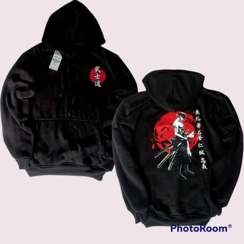 Samurai Jaket Sweeter Hoodie Pria Wanita Hitam